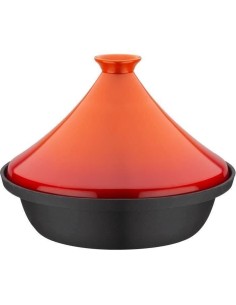 Tajine fonte massive - GSW - 30 x 22 cm - Couvercle céramique - Induction - Orange