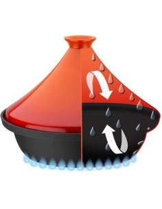 Tajine fonte massive - GSW - 30 x 22 cm - Couvercle céramique - Induction - Orange 2