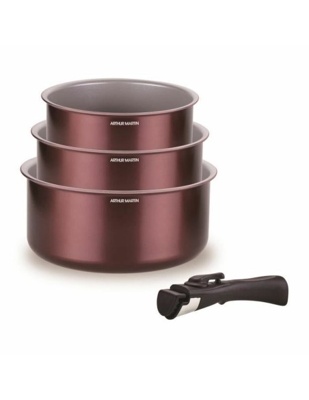 Casseroles Arthur Martin Prune Aluminium Ø 18 cm Ø 20 cm Ø 16 cm 4 Pièces (3 Unités) –  (Poele - Sauteuse) | STORE PRO SHOP 
