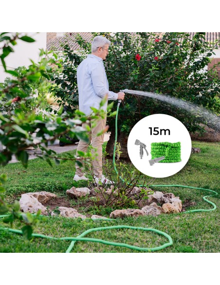 Tuyau d’Arrosage Extensible Hoostend InnovaGoods 15 m – INNOVAGOODS (Tuyau - Buse - Tete D'arrosage - Accessoire De Buse - ) | STORE PRO SHOP 
