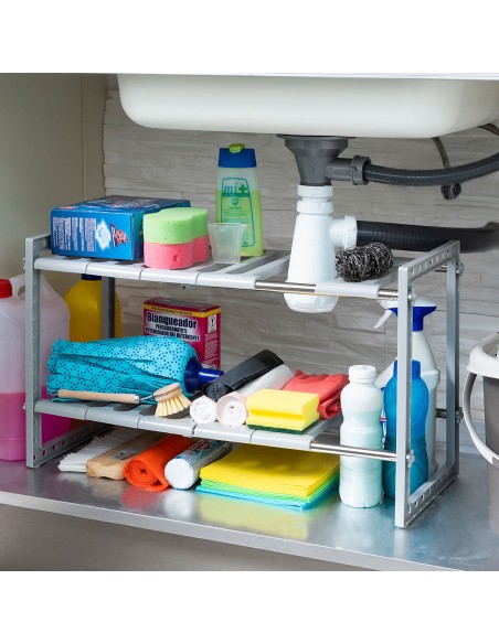 Évier à Étagère Extensible Shibblek InnovaGoods 2 Etagères – INNOVAGOODS (Meuble Etagere) | STORE PRO SHOP 