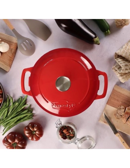 Cocotte - MENASTYL - 6020105 - Ronde - En fonte acier émaillé - Rouge - 7 litres – MENASTYL (Cocotte) | STORE PRO SHOP 