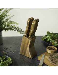 Set de 6 couteaux a steak avec support - LIVOO - MEC133 - 11 cm - Acier inoxydable - Epaisseur 1,2 mm - En bois d'acacia - 3 r 2