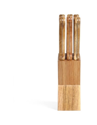 Set de 6 couteaux a steak avec support - LIVOO - MEC133 - 11 cm - Acier inoxydable - Epaisseur 1,2 mm - En bois d'acacia - 3 r – LIVOO (Couteau De Table) | STORE PRO SHOP 