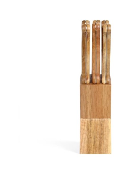 Set de 6 couteaux a steak avec support - LIVOO - MEC133 - 11 cm - Acier inoxydable - Epaisseur 1,2 mm - En bois d'acacia - 3 r – LIVOO (Couteau De Table) | STORE PRO SHOP 