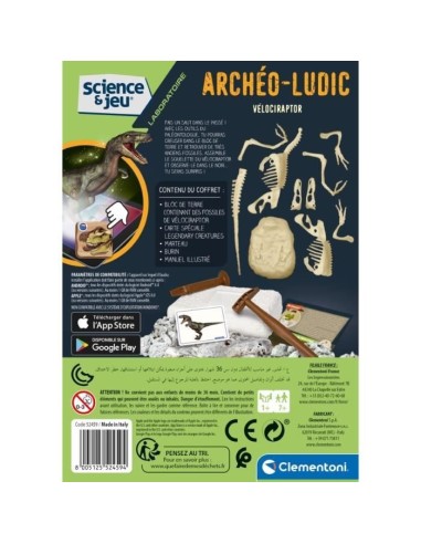 Clementoni - Science  Jeu - Archéo Ludic - Vélociraptor – CLEMENTONI (Etude Histoire - Etude Geographie - Etude Archeologie) | STORE PRO SHOP 