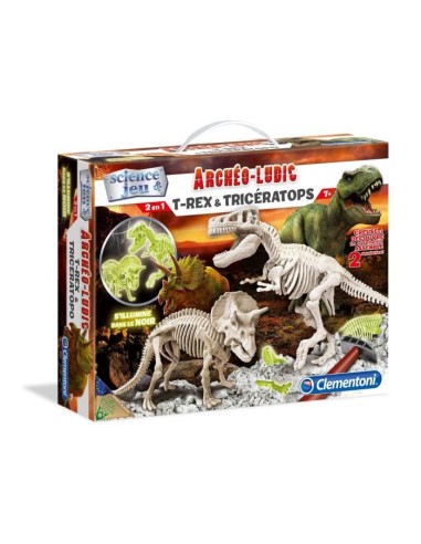 CLEMENTONI Archéo T-RexTricératops Phosphorescent – CLEMENTONI (Experience Scientifique - Experience Physique-chimie) | STORE PRO SHOP 