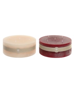 Bougie Home ESPRIT Rouge Crème Noël 25 x 25 x 10 cm (2 Unités)