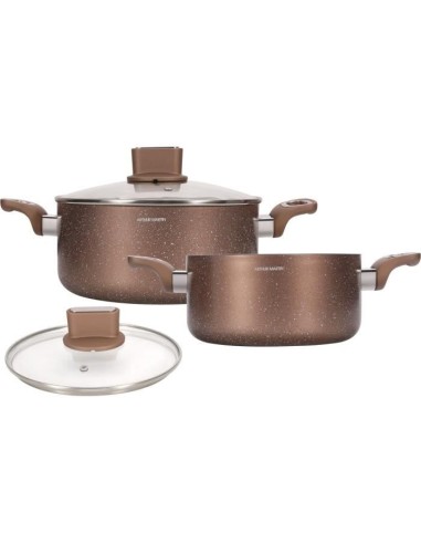Set de marmites - ARTHUR MARTIN - AM9820 - 20-24 cm avec couvercle en verre - Aluminium - Tous feux dont induction – ARTHUR MARTIN (Faitout - Marmite) | STORE PRO SHOP 
