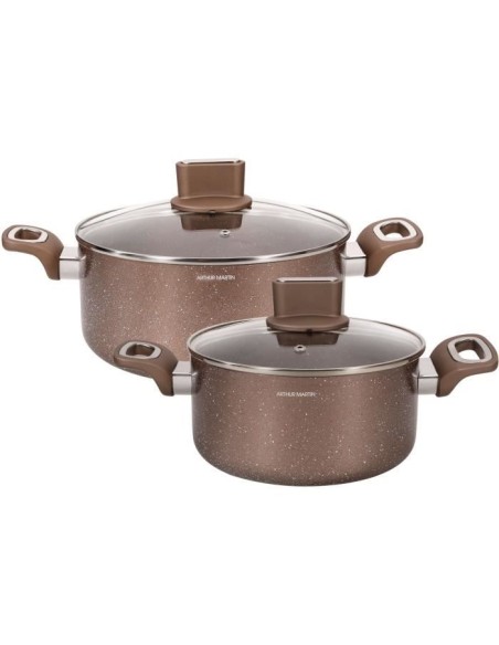 Set de marmites - ARTHUR MARTIN - AM9820 - 20-24 cm avec couvercle en verre - Aluminium - Tous feux dont induction – ARTHUR MARTIN (Faitout - Marmite) | STORE PRO SHOP 