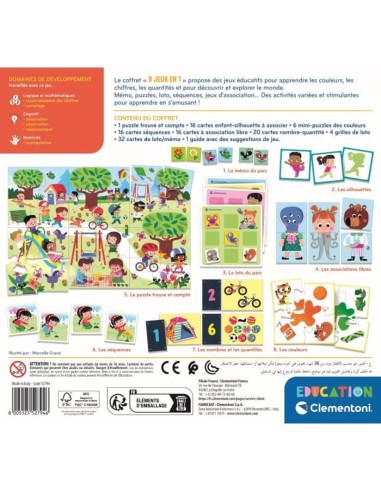 Clementoni - Coffret de 8 jeux en 1 - Jeux éducatifs formes, couleurs, nombres, quantités - Dés 3 ans – CLEMENTONI (Jeu D'apprentissage) | STORE PRO SHOP 