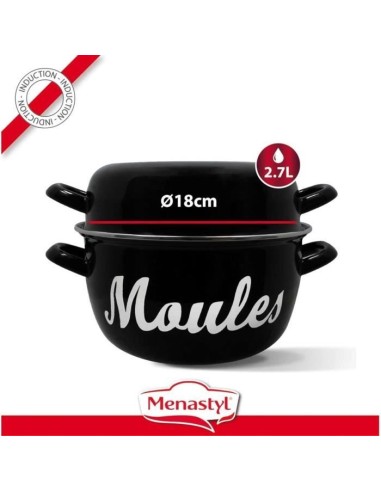 Marmite a moule - MENASTYL - 3645563 - En acier émaillé - Noir - 18 cm - Avec écritures - Tous feux dont induction – MENASTYL (Faitout - Marmite) | STORE PRO SHOP 
