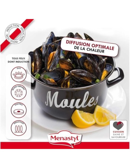 Marmite a moule - MENASTYL - 3645563 - En acier émaillé - Noir - 18 cm - Avec écritures - Tous feux dont induction – MENASTYL (Faitout - Marmite) | STORE PRO SHOP 