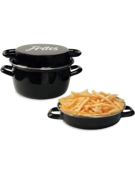 Friteuse émail 26 cm noire avec panier et couvercle verre – BAUMALU (Friteuse) | STORE PRO SHOP 