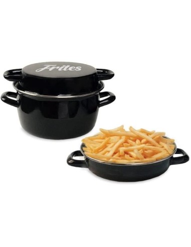 Friteuse émail 26 cm noire avec panier et couvercle verre – BAUMALU (Friteuse) | STORE PRO SHOP 