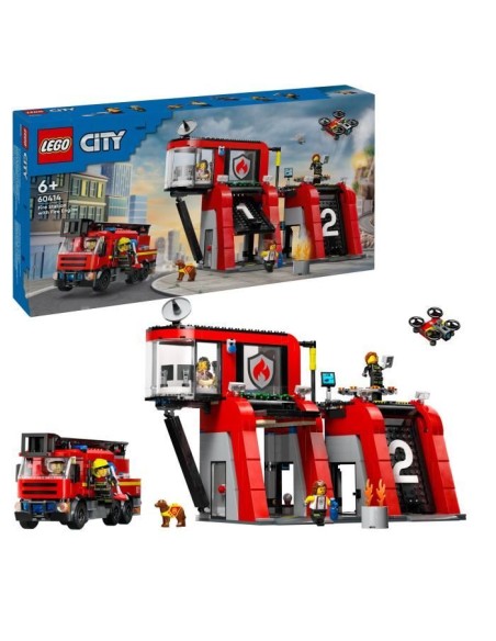 LEGO 60414 City La Caserne et le Camion de Pompiers, Jouet de Figurine de Chien et 5 Minifigurines, Cadeau Enfants – LEGO (Jeu D'assemblage - Jeu De Construction - Jeu De Manipu) | STORE PRO SHOP 