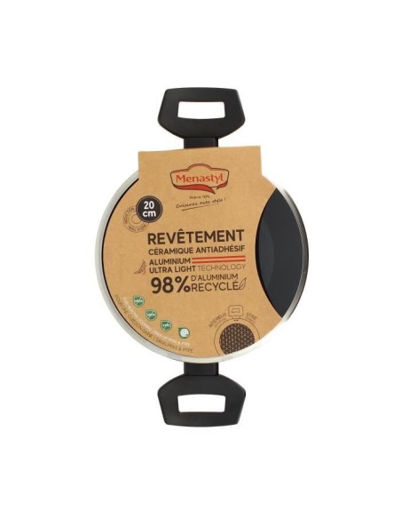 Faitout - MENASTYL - 6020646 - En alumimium forgé - 20 cm - Noir - Tous feux dont induction – MENASTYL (Faitout - Marmite) | STORE PRO SHOP 