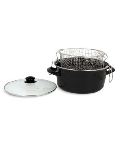 Friteuse - MENASTYL - 3645580 - En acier émaillé - Noir - 26 cm - Avec couvercle et panier - Tous feux dont induction