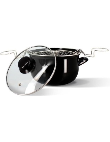 Friteuse - MENASTYL - 3645580 - En acier émaillé - Noir - 26 cm - Avec couvercle et panier - Tous feux dont induction – MENASTYL (Friteuse) | STORE PRO SHOP 