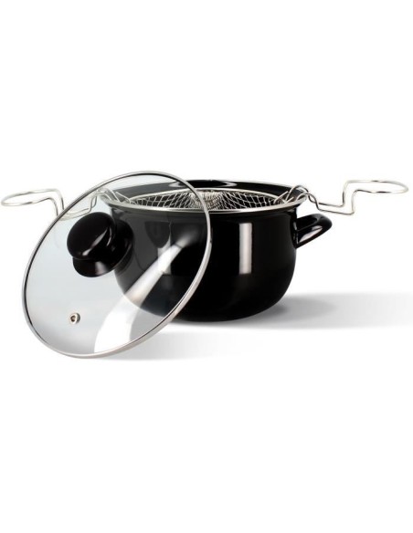 Friteuse - MENASTYL - 3645580 - En acier émaillé - Noir - 26 cm - Avec couvercle et panier - Tous feux dont induction – MENASTYL (Friteuse) | STORE PRO SHOP 