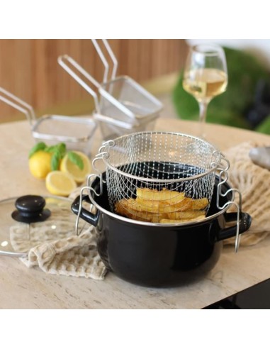 Friteuse - MENASTYL - 3645580 - En acier émaillé - Noir - 26 cm - Avec couvercle et panier - Tous feux dont induction – MENASTYL (Friteuse) | STORE PRO SHOP 