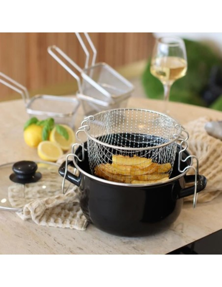 Friteuse - MENASTYL - 3645580 - En acier émaillé - Noir - 26 cm - Avec couvercle et panier - Tous feux dont induction – MENASTYL (Friteuse) | STORE PRO SHOP 