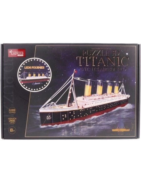 Puzzle 3D lumineux - Bateau Titanic - Jeu de construction - EXPLORA - 266 pieces - Des 8 ans – EXPLORA (Jeu D'assemblage - Jeu De Construction - Jeu De Manipu) | STORE PRO SHOP 