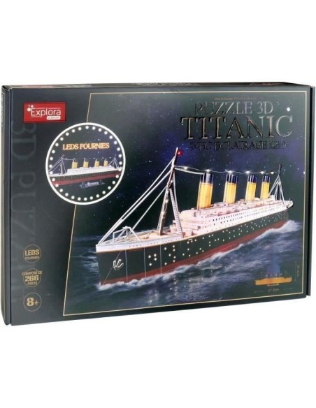 Puzzle 3D lumineux - Bateau Titanic - Jeu de construction - EXPLORA - 266 pieces - Des 8 ans – EXPLORA (Jeu D'assemblage - Jeu De Construction - Jeu De Manipu) | STORE PRO SHOP 
