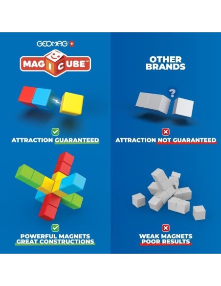 Blocs magnétiques - GEOMAG - Magicube 060 - 6 pieces - Empilables - Plastique recyclé – GEOMAG (Jeu D'assemblage - Jeu De Construction - Jeu De Manipu) | STORE PRO SHOP 