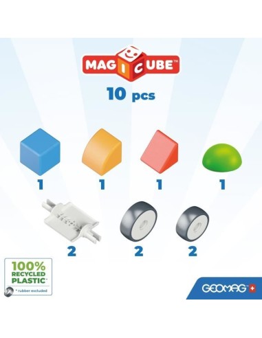 Blocs magnétiques - GEOMAG - Magicube 308 - 10 pieces - Formes variées - Véhicules - Plastique recyclé – GEOMAG (Jeu D'assemblage - Jeu De Construction - Jeu De Manipu) | STORE PRO SHOP 