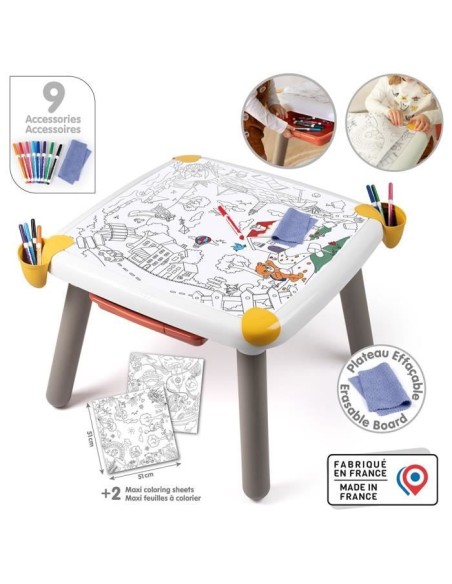 Smoby - Table enfant Créative - Feutre effacable pour la table  2 grandes feuilles de coloriage - 3 rangements - Des 3 ans – SMOBY () | STORE PRO SHOP 