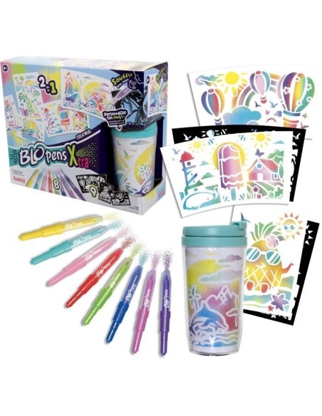 Blopens - LANSAY - Créa'mug - 9 pochoirs - 1 mug - Des 6 ans – LANSAY (Jeu De Coloriage - Dessin - Pochoir) | STORE PRO SHOP 