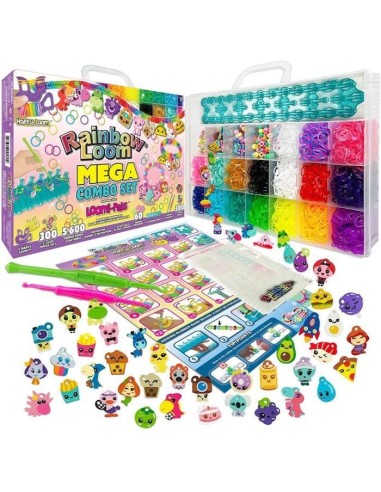 Kit de fabrication de bracelets Rainbow Loom - Métier a tisser avec 5600 élastiques, charms et perles - BANDAI – RAINBOW LOOM (Jeu De Creation De Bijoux) | STORE PRO SHOP 