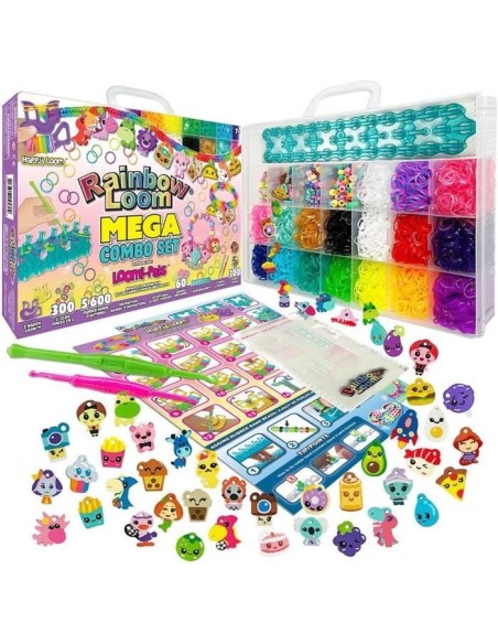 Kit de fabrication de bracelets Rainbow Loom - Métier a tisser avec 5600 élastiques, charms et perles - BANDAI – RAINBOW LOOM (Jeu De Creation De Bijoux) | STORE PRO SHOP 