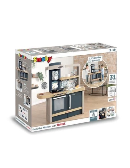 Cuisine évolutive Tefal de Smoby - Pour enfants des 3 ans - Avec plinthes amovibles - 31 accessoires inclus – SMOBY (Jeu De Cuisine Creative - Jeu Culinaire) | STORE PRO SHOP 