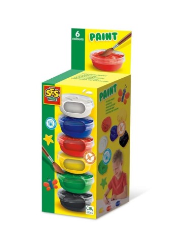 Gouache (6x45ml) - SES CREATIVE - Six couleurs : rouge, bleu, blanc, noir, vert et jaune. – SES CREATIVE (Jeu De Peinture) | STORE PRO SHOP 