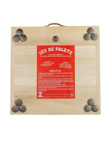 Jeu de Palet Complet MECABOIS - 12 palets en bois massif - Jeu familial traditionnel – MECABOIS (Jeu De Quille - Jeu D'anneau - Jeu De Boule - Jeu De Palet) | STORE PRO SHOP 