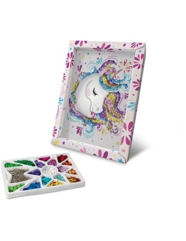 Kit loisir créatif - Licorne - Illustration avec sequins - Pour enfant a partir de 7 ans - Blanc – LANSAY (Jeu De Scrapbooking) | STORE PRO SHOP 