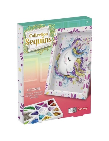 Kit loisir créatif - Licorne - Illustration avec sequins - Pour enfant a partir de 7 ans - Blanc – LANSAY (Jeu De Scrapbooking) | STORE PRO SHOP 