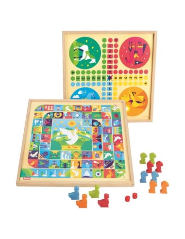 JEUJURA Jeux de l'oie et petits chevaux - Plateau en bois – JEUJURA (Jeu De Societe - Jeu De Plateau) | STORE PRO SHOP 