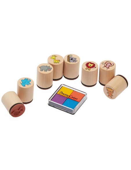 8 Tampons encreurs d'animaux en bois avec coussins d'encre – GOKI (Jeu De Tampon) | STORE PRO SHOP 