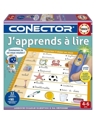 Conector J'apprends a Lire - Jeu éducatif - EDUCA - 90 questions, 12 themes, format livre - Des 4 ans – EDUCA (Livre Electronique Enfant - Livre Interactif Enfant) | STORE PRO SHOP 