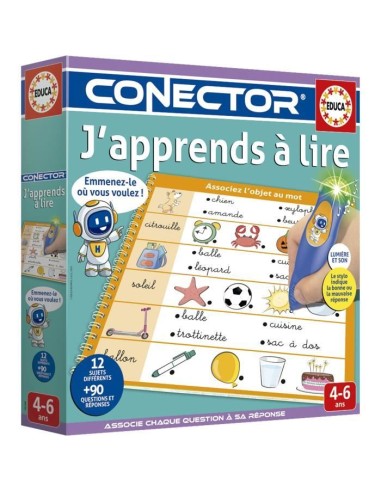 Conector J'apprends a Lire - Jeu éducatif - EDUCA - 90 questions, 12 themes, format livre - Des 4 ans – EDUCA (Livre Electronique Enfant - Livre Interactif Enfant) | STORE PRO SHOP 