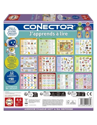 Conector J'apprends a Lire - Jeu éducatif - EDUCA - 90 questions, 12 themes, format livre - Des 4 ans – EDUCA (Livre Electronique Enfant - Livre Interactif Enfant) | STORE PRO SHOP 