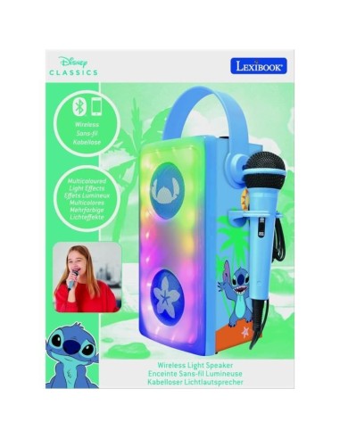 Puissante enceinte Bluetooth  lumineuse Stitch avec micro – LEXIBOOK (Micro - Karaoke) | STORE PRO SHOP 