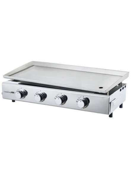 Plancha a gaz - 4 feux - BRASILIA - Tout inox - Surface cuisson - XXL - 84 x 34 cm – COOKINGBOX (Plancha) | STORE PRO SHOP 