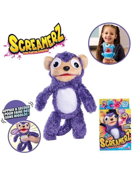 Smoby - Screamerz - Peluche intéractive amusante - Singe - 28 cm - Bruits en la secouant ou appuyant sur le bouton – SMOBY () | STORE PRO SHOP 