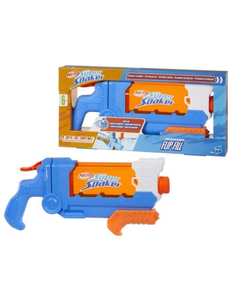 Nerf Super Soaker Flip Fill, Pistolet a eau avec 4 styles de jet, remplissage rapide, capacité de 887 mL d'eau, jouets des 6 a – NERF (Pistolet A Eau - Jeu A Jet D'eau - Bombe A Eau) | STORE PRO SHOP 