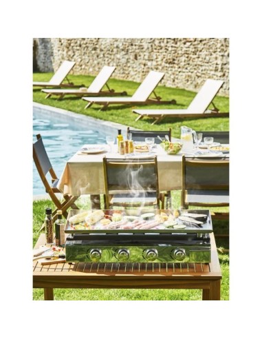 Plancha a gaz - 4 feux - BRASILIA - Tout inox - Surface cuisson - XXL - 84 x 34 cm – COOKINGBOX (Plancha) | STORE PRO SHOP 