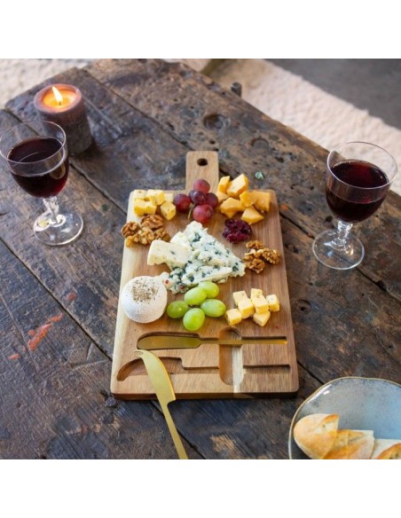 Plateau a fromage - LIVOO - MEC138 - Bois d'acacia FSC - 38 x 20 cm - 2 couteaux aimentés – LIVOO (Plateau A Fromage - Cloche A Fromage) | STORE PRO SHOP 